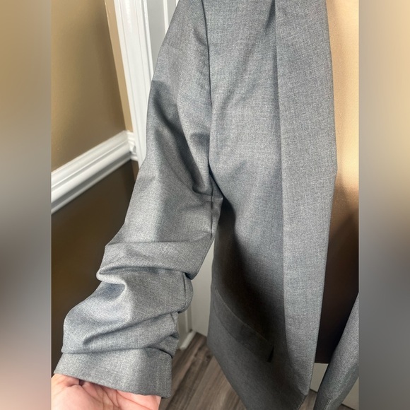 Mare Mare x Anthropologie Gray Cinch-Sleeve Open Front Boyfriend Blazer Size XS - Picture 9 of 14